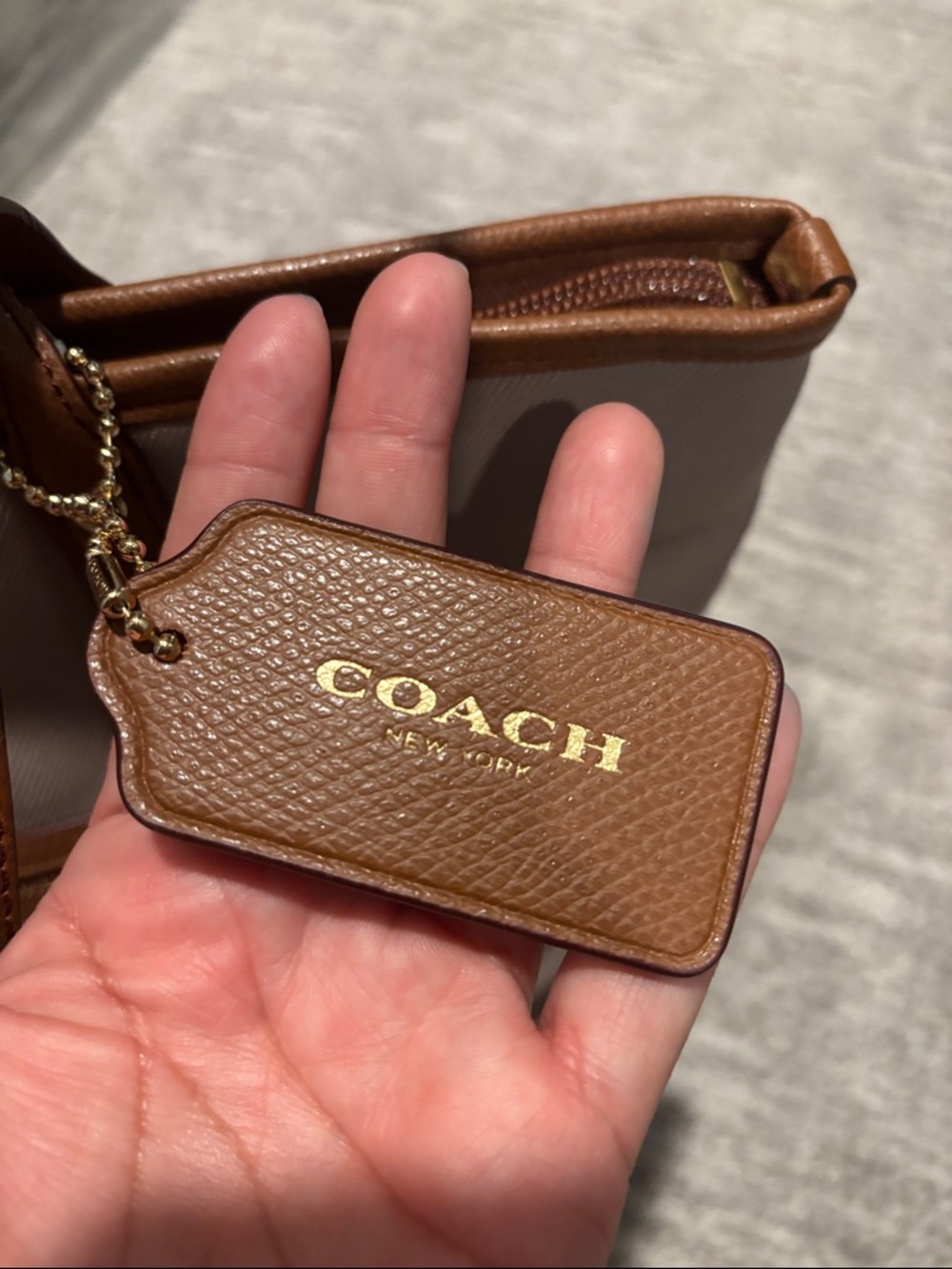 New Coach Pink Tote with Tan Leather Trim and Gold Hardware - Picture 8 of 11